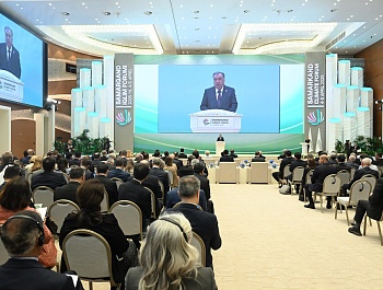 Суханронӣ дар ифтитоҳи Ҳамоиши сатҳи баланд «Осиёи Марказӣ дар баробари мушкилоти глобалии иқлим: муттаҳидшавӣ барои шукуфоии умумӣ»